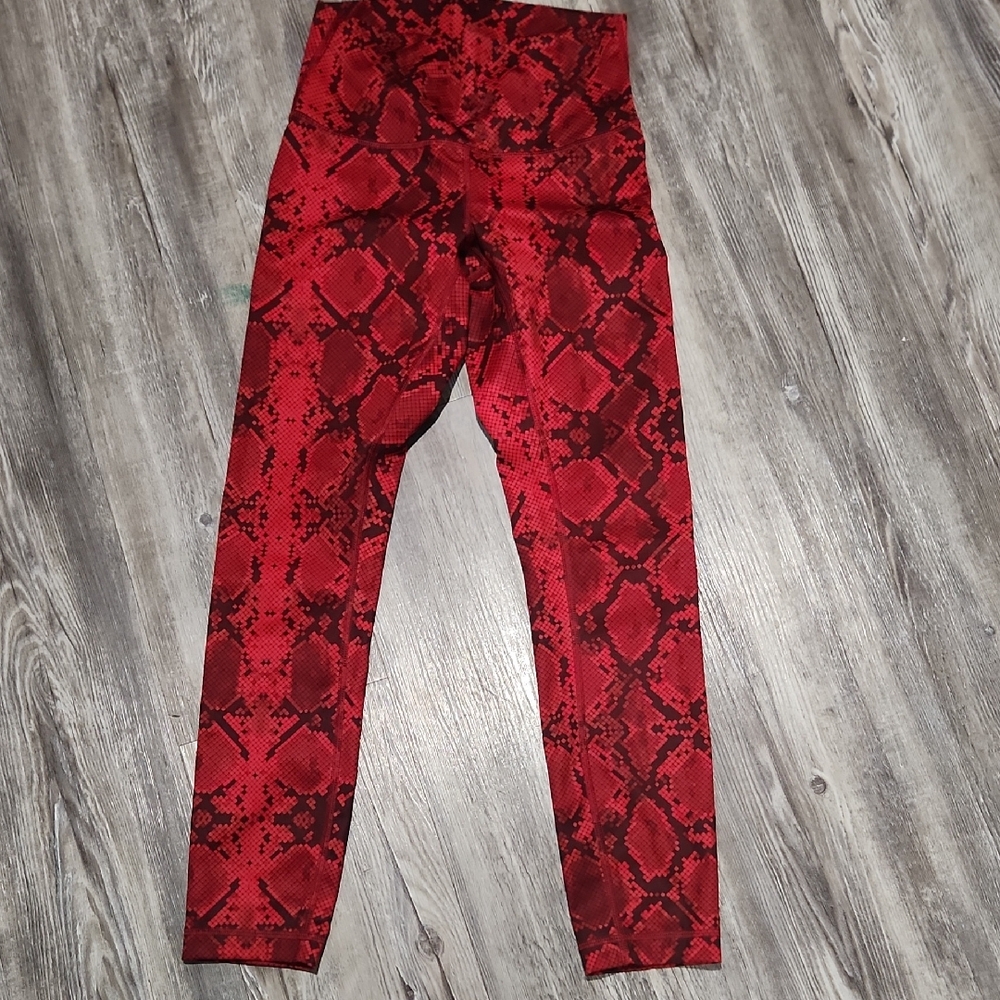 Lululemon Athletica Red Snake Print Leggings